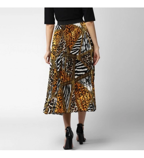 Women's Satin Pleated Elasticated Skirt (Multicolor) Women's Satin Pleated Elasticated Skirt (Multicolor)