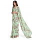 Women's Georgette Printed Saree With Unstitched Blouse 5.5Mtr (Light Green)