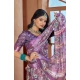 Women's Printed Cotton Linen Saree withPrinted  Saree With Unstitched Blouse (Purple, 5-6Mtrs)