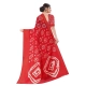 Women's Cotton Silk Bandhni Saree With Unstitched Blouse 5.5Mtr (Red)