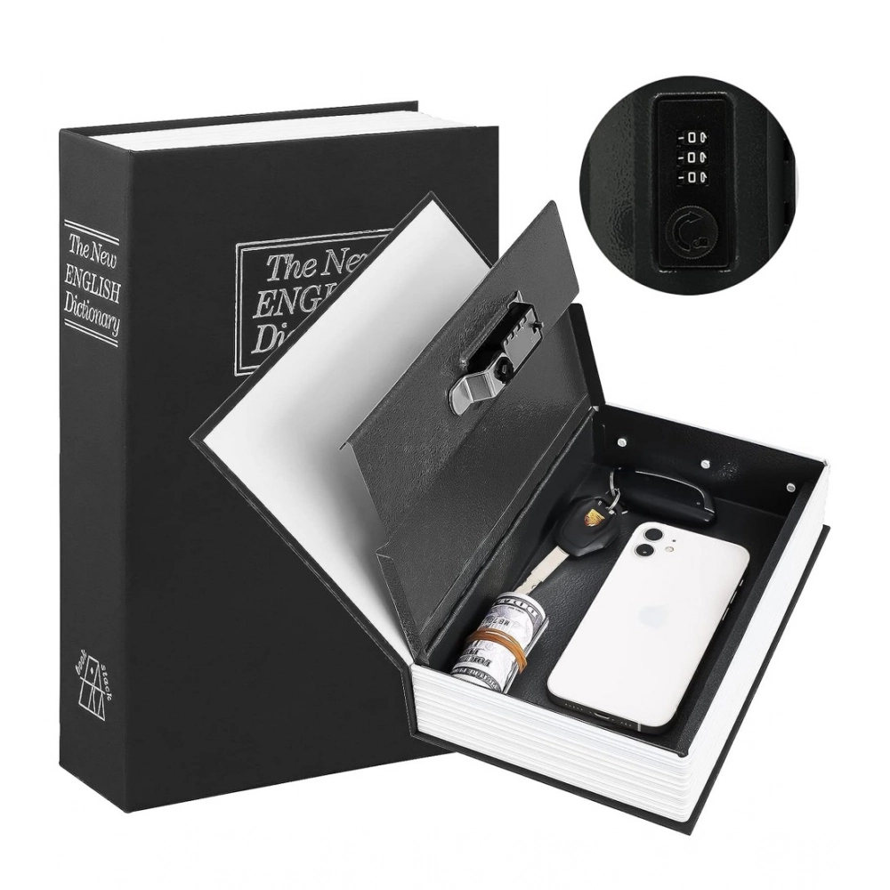 Secret Book Safe with Number Locker (Black)