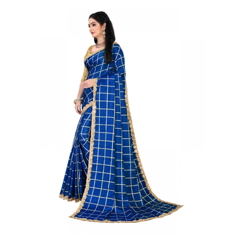 Women's Sana Silk Bandhni Saree With Unstitched Blouse 5.5Mtr (Royal Blue)
