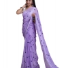 Women's Linen Printed Saree With Unstitched Blouse 5.5Mtr (Purple) Women's Linen Printed Saree With Unstitched Blouse 5.5Mtr (Purple)