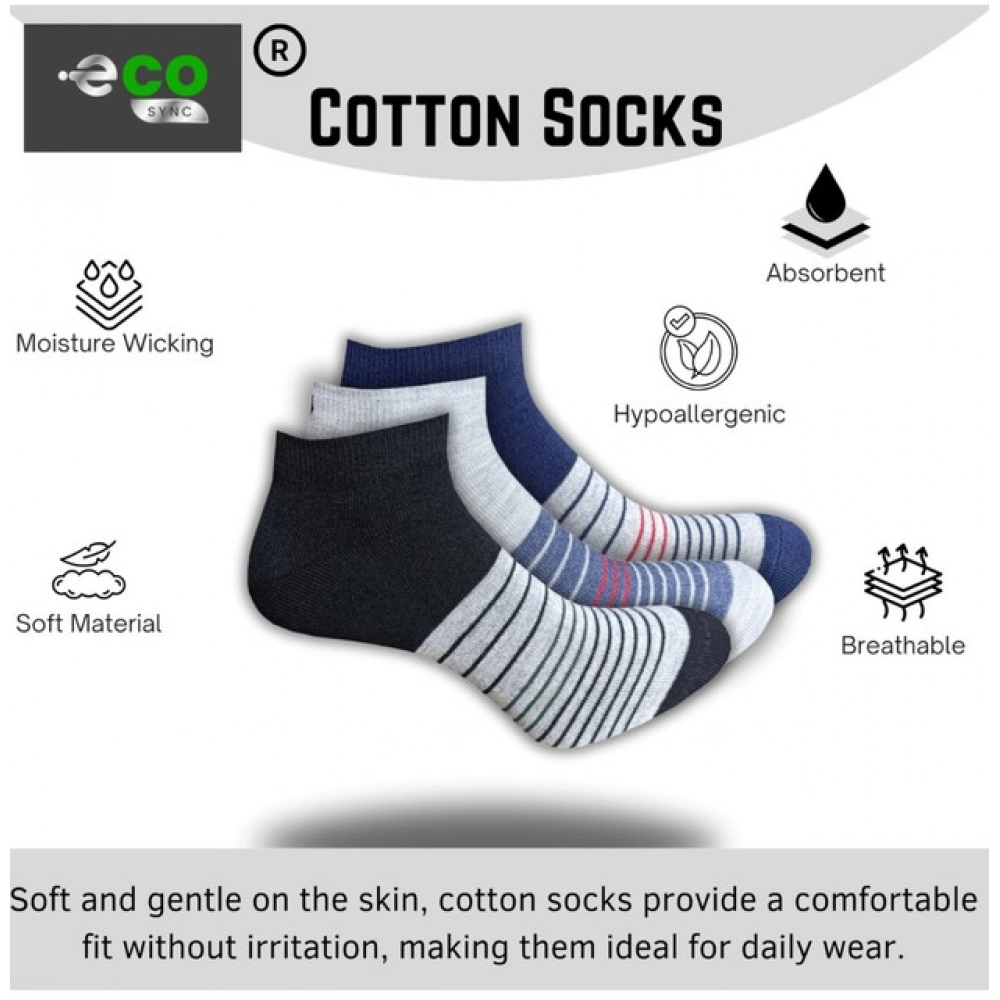 3_Pair Set Unisex Casual Cotton Printed Low Cut Socks (Multicolor)