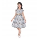 Girl's Popcorn Printed Sleeve Less Round Neck Dress (Brown)