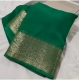 Women's Crepe Chit Pallu Solid Saree With Unstitched Blouse 5.5Mtr (Green)