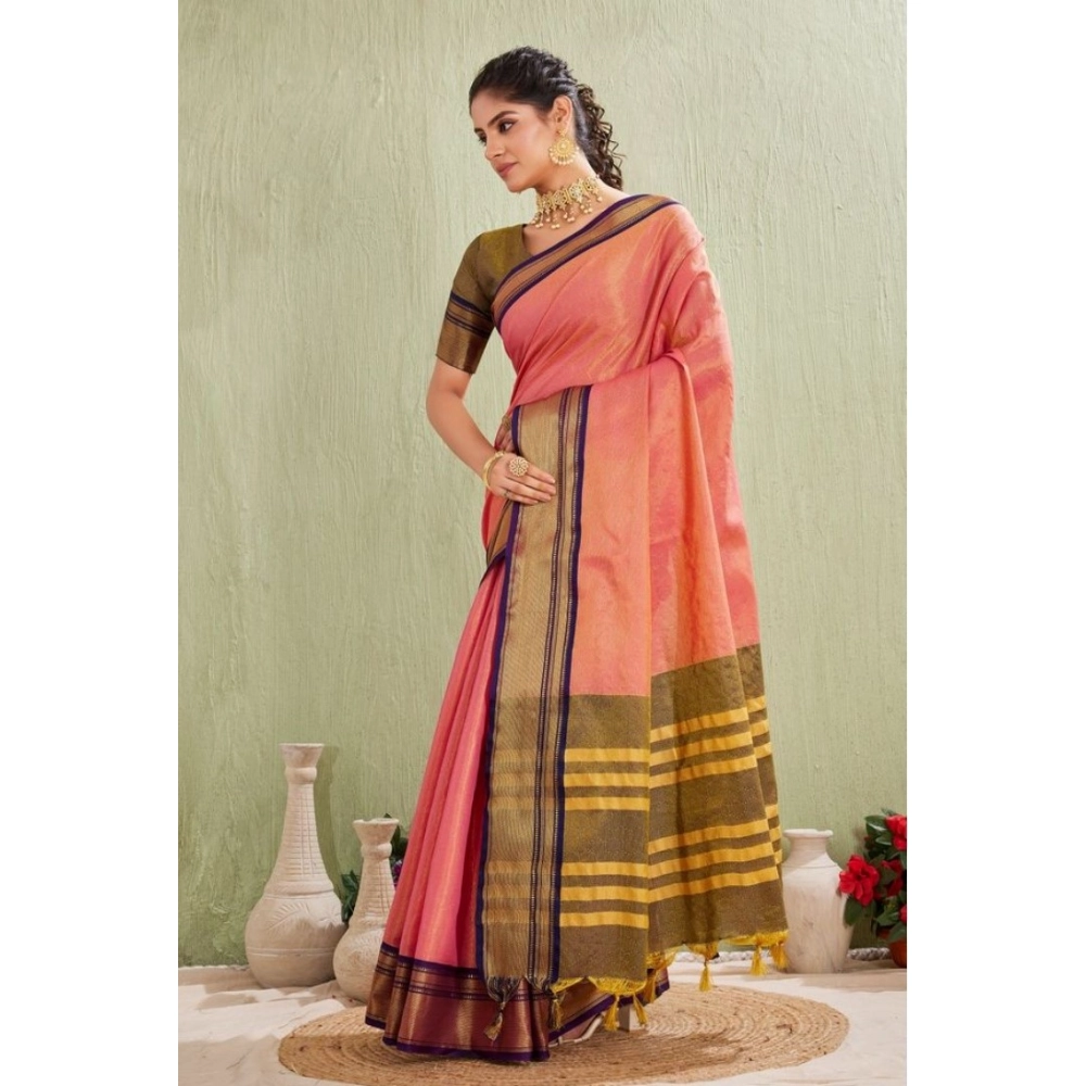 Women's Silk Blended Jaquard Woven Saree With Unstitched Blouse 5.5Mtr (Pink) Women's Silk Blended Jaquard Woven Saree With Unstitched Blouse 5.5Mtr (Pink)