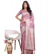 Women's Linen Cotton Printed Saree With Unstitched Blouse 5.5Mtr (Purple)