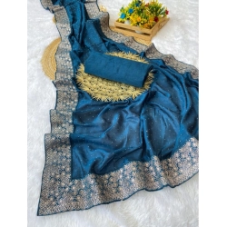 Women's Silk Embroidred Saree With Unstitched Blouse 5.5Mtr (Light Green)