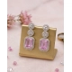 Women's Brass Silver Plated Drop Earrings (Pink) Women's Brass Silver Plated Drop Earrings (Pink)