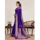 Women's Jacquard Woven Saree With Unstitched Blouse 5.5Mtr (Blue)