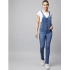 Women's Denim Lycra Solid Buttoned Dungaree (Ice Blue)