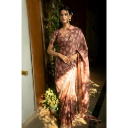 Women's Polyester Printed Saree With Unstitched Blouse 5.5 Mtr (Maroon)