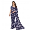 Women's Georgette Printed Saree With Unstitched Blouse 5.5Mtr (Navy Blue) Women's Georgette Printed Saree With Unstitched Blouse 5.5Mtr (Navy Blue)