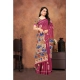 Women's Linen Printed Saree With Unstitched Blouse 5.5Mtr (Purple) Women's Linen Printed Saree With Unstitched Blouse 5.5Mtr (Purple)