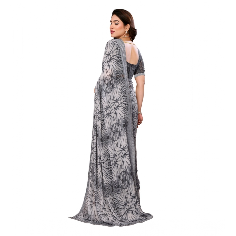 Women's Georgette Printed Saree With Unstitched Blouse 5.5Mtr (Grey) Women's Georgette Printed Saree With Unstitched Blouse 5.5Mtr (Grey)
