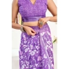 Women's Faux Linen Floral Print Ready to wear Saree With Unstitched Blouse 5.5Mtr (Purple) Women's Faux Linen Floral Print Ready to wear Saree With Unstitched Blouse 5.5Mtr (Purple)