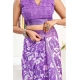 Women's Faux Linen Floral Print Ready to wear Saree With Unstitched Blouse 5.5Mtr (Purple)