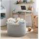Cotton 14x12 Inch Pack of 1 Storage Basket For Clothes (Gray)