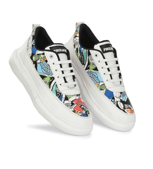 Men's Casual Synthetic Lace-ups Casual Shoes (White)