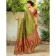 Women's Silk Blend Woven Zari Work Saree With Unstitched Blouse 5.5Mtr (Light Green)