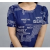 Women's Casual Crepe Half Sleeves Dress (Blue)