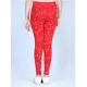 Girl's Cotton Lycra Printed Elasticated Leggings (Red)