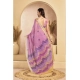 Women's Linen Cotton Printed Ready To Wear Saree With Unstitched Blouse 5.5 Mtr (Lavender)