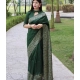 Women's Soft Lichi Silk Printed Saree With Unstitched Blouse 5.5Mtr (Green)