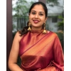 Dropship Women's Litchi silk Printed Saree With Unstitched Blouse (Red)