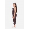 Girl's Rayon Floral Sleeveless Jumpsuit (Black-Red)