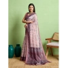Women's Silk Blend Printed Saree With Unstitched Blouse 5.5Mtr (Grey)