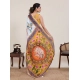Women's Linen Floral Printed Saree With Unstitched Blouse 5.5Mtr (White) Women's Linen Floral Printed Saree With Unstitched Blouse 5.5Mtr (White)