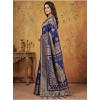 Women's Silk Blend Printed Saree With Unstitched Blouse 5.5Mtr (Navy Blue) Women's Silk Blend Printed Saree With Unstitched Blouse 5.5Mtr (Navy Blue)