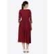 Women's Casual Rayon 3-4th Sleeves Kurti (Maroon)