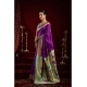 Women's Silk Blend Woven Saree With Unstitched Blouse 5.5 Mtr (Purple)