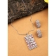 Women's Brass Silver Plated Pendant Set (Pink) Women's Brass Silver Plated Pendant Set (Pink)