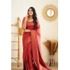Dropship Women's Litchi silk Printed Saree With Unstitched Blouse (Red)