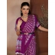 Women's Satin Crepe Printed Saree With Unstitched Blouse 5.5Mtr (Purple)