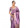 Women's Satin Printed Saree With Unstitched Blouse 5.5Mtr (Purple)