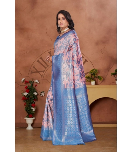 Women's Banarasi Silk Jaquard Woven Saree With Unstitched Blouse 5.5Mtr (Pink) Women's Banarasi Silk Jaquard Woven Saree With Unstitched Blouse 5.5Mtr (Pink)