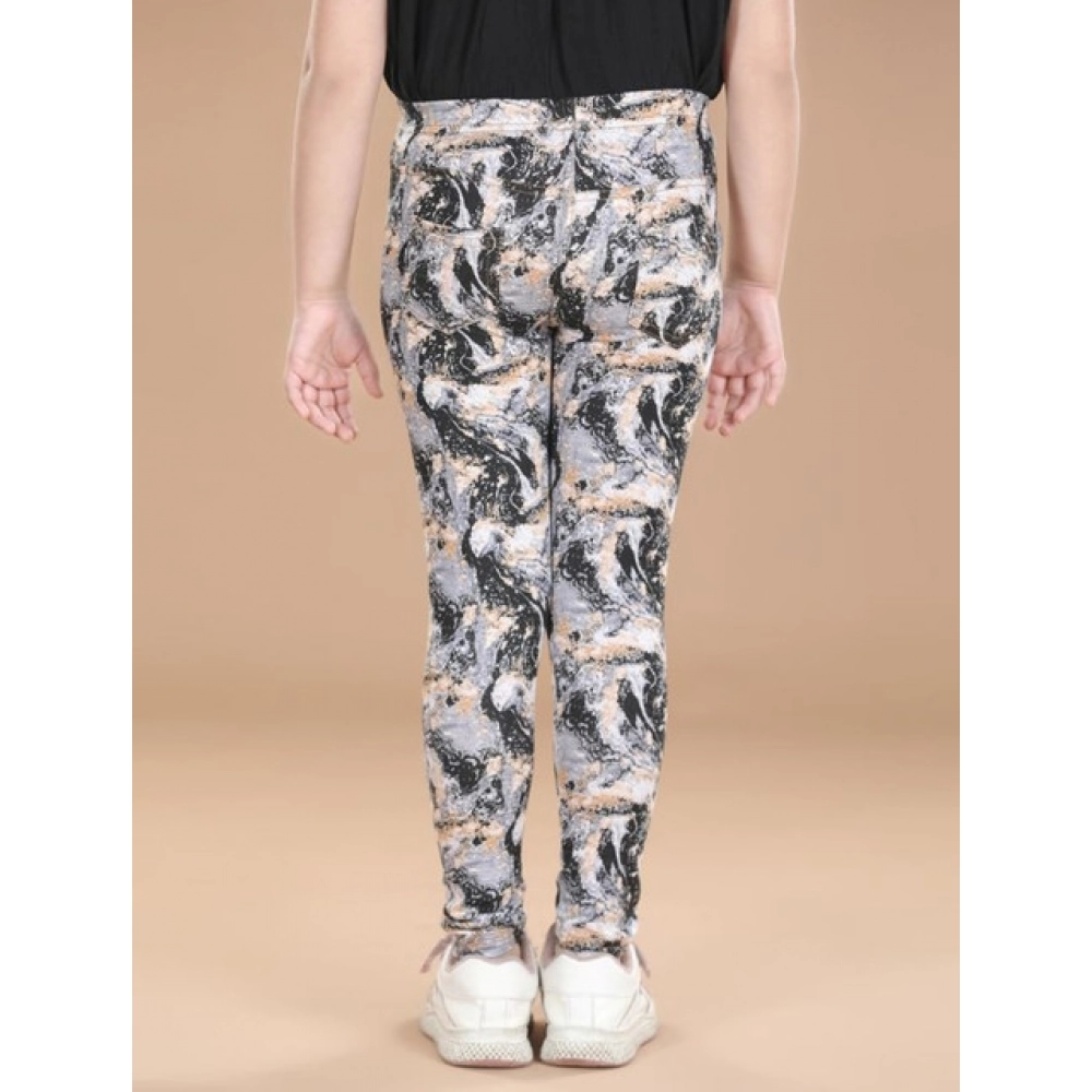 Girl's Cotton Lycra Floral Elasticated Jeggings (Multicolor) Girl's Cotton Lycra Floral Elasticated Jeggings (Multicolor)