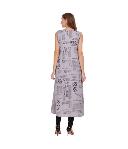 Women's Casual Crepe Sleeveless Slit Dress (Light Grey)