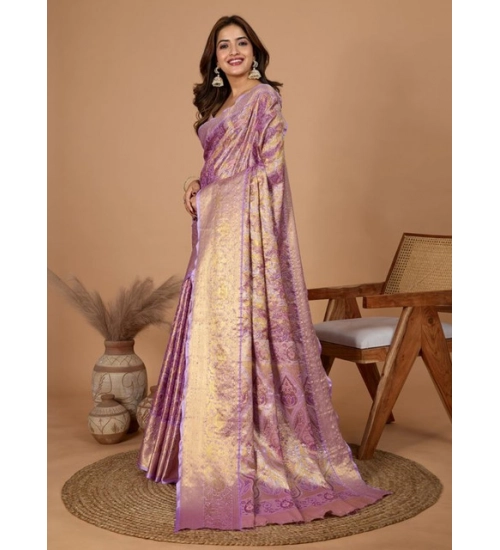 Women's Jacquard Saree With Unstitched Blouse 5.5Mtr (Multicolor)