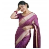 Women's Silk_Blend Butti Pattern Saree With Unstitched Blouse 5.5Mtr (Purple)
