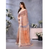 Women's Linen Cotton Printed Saree With Unstitched Blouse 5.5Mtr (Brown) Women's Linen Cotton Printed Saree With Unstitched Blouse 5.5Mtr (Brown)
