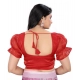 Women's Jimmy Solid Designer Neck Elastic Sleeve Readymade Blouse (Red 38 , Alterable up to 42)-PID65834