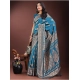 Women's Silk Printed Saree With Unstitched Blouse 5.5Mtr (Teal)