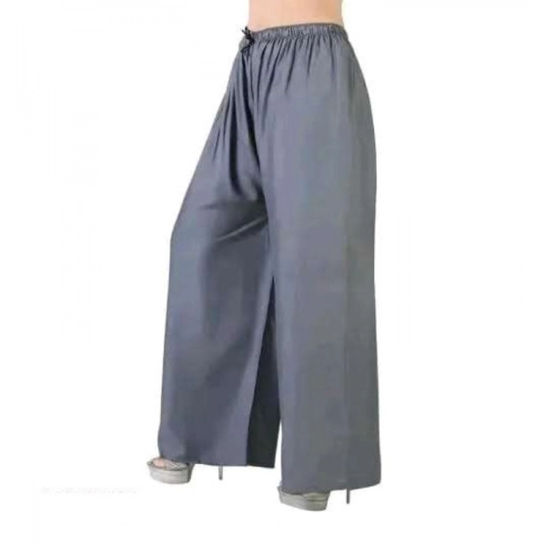 Dropship Women's Casual Rayon Solid Ankle Length Palazzo (Grey, Free Size)