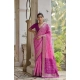 Women's Silk_Blend Ethnic Ikat Pattern Saree With Unstitched Blouse 5.5Mtr (Pink)